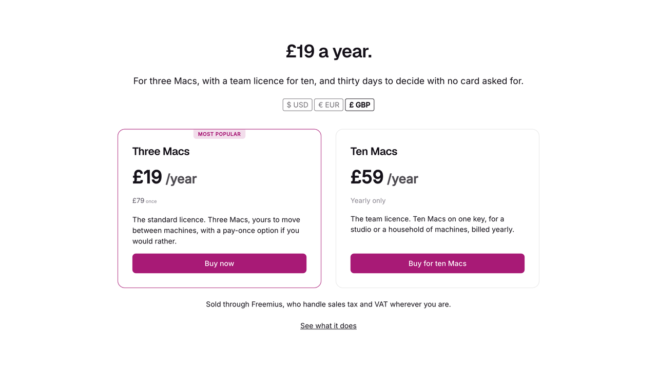 live-freemius-pricing-a-pricing-page-with-live-prices A pricing page rendering live prices, with the currency toggle