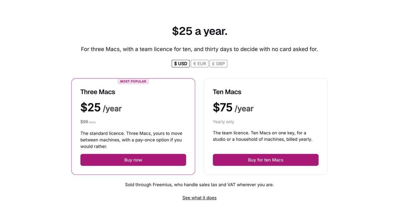 live-freemius-pricing-the-same-page-in-a-second-currency The same page in a second currency, swapped in the visitor's browser